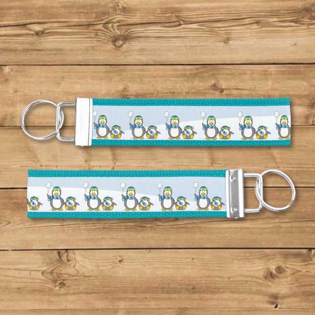 Snowballing penguins wrist keychain (Creator Uploaded)