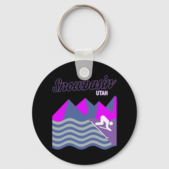 Snowbasin Sun Valley Utah Usa Ski Resort Snowboard Keychain (Front)