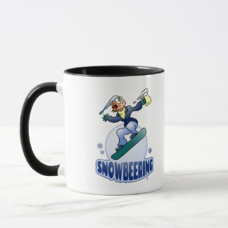 Snowbeering, snowboarding with a beer mug