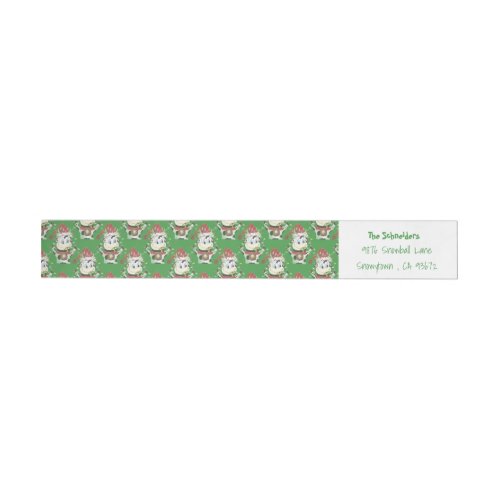Snowbell Christmas personalized wraparound label