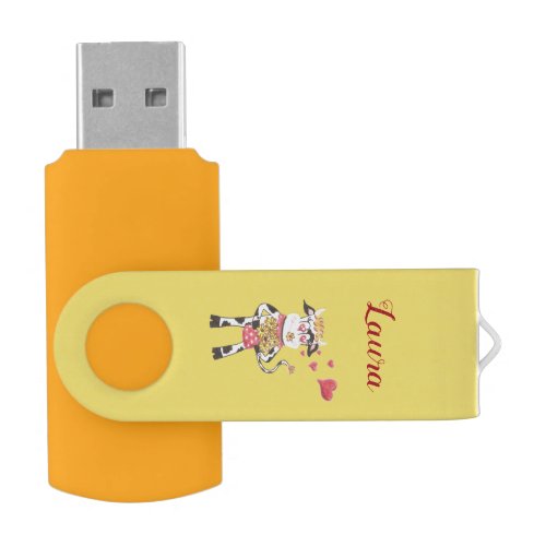 Snowbell in love yellow USB Swivel Flash Drive