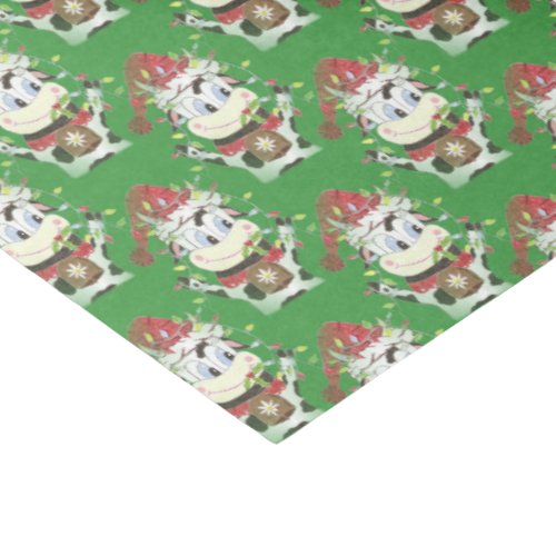 Snowbell the cow Christmas green tissue paper