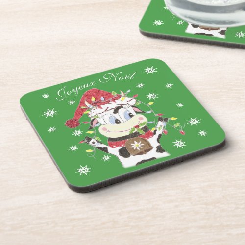 Snowbell the cow  the Christmas lights coasters