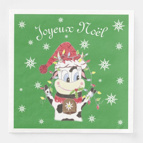 Snowbell the cow  the Xmas lights paper napkins