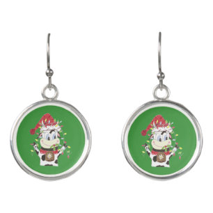 Snowbell the cow & Xmas lights drop earrings