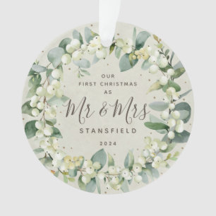 Snowberries - Our First Christmas Mr & Mrs Photo Ornament