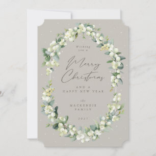 Snowberry+Eucalyptus Botanical Frame Christmas Holiday Card