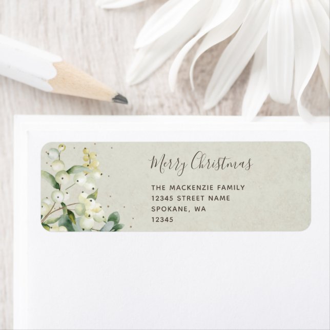 Snowberry + Eucalyptus Christmas Bouquet Return Label (Insitu)