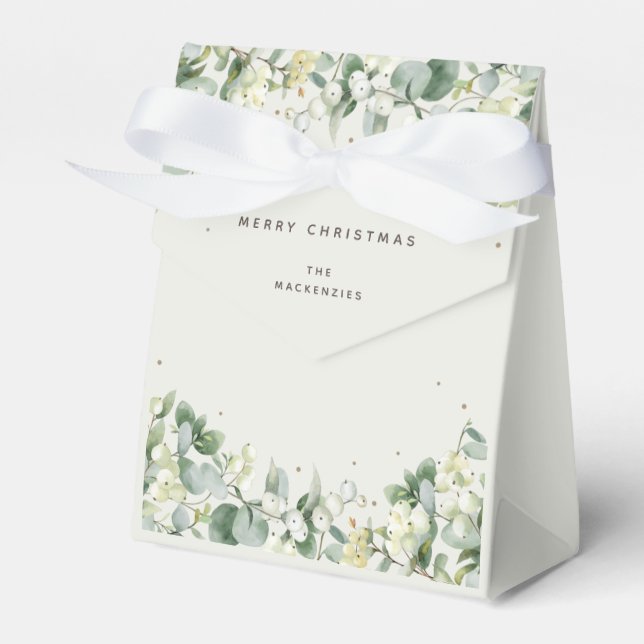 Snowberry + Eucalyptus Christmas Holiday Favor Box (Front Side)