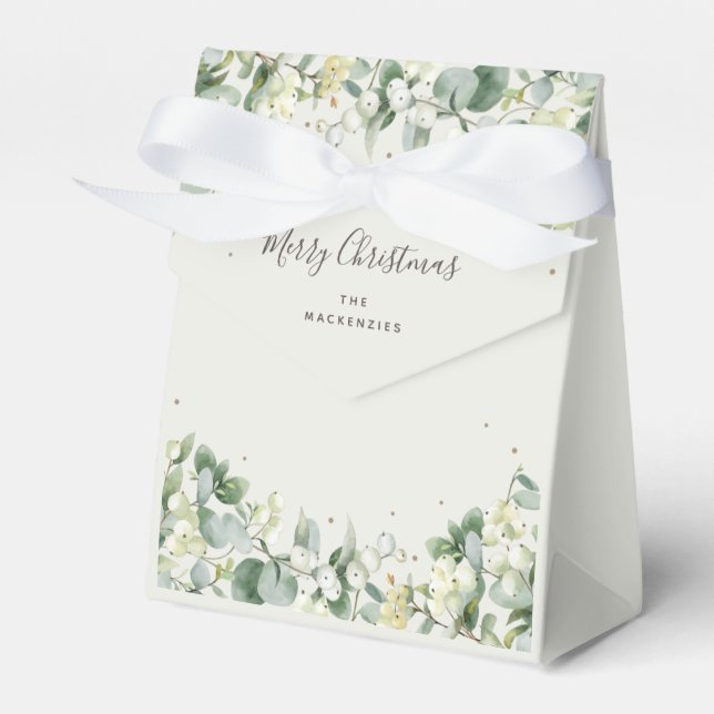 Snowberry + Eucalyptus Christmas Holiday Favor Box (Front Side)