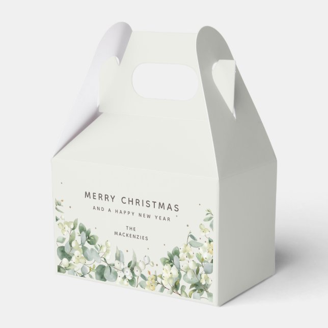 Snowberry + Eucalyptus Christmas Holiday Favor Box (Front Side)