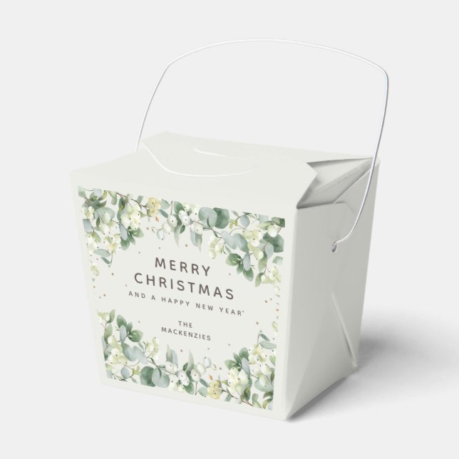 Snowberry + Eucalyptus Christmas Holiday Favor Box (Front Side)