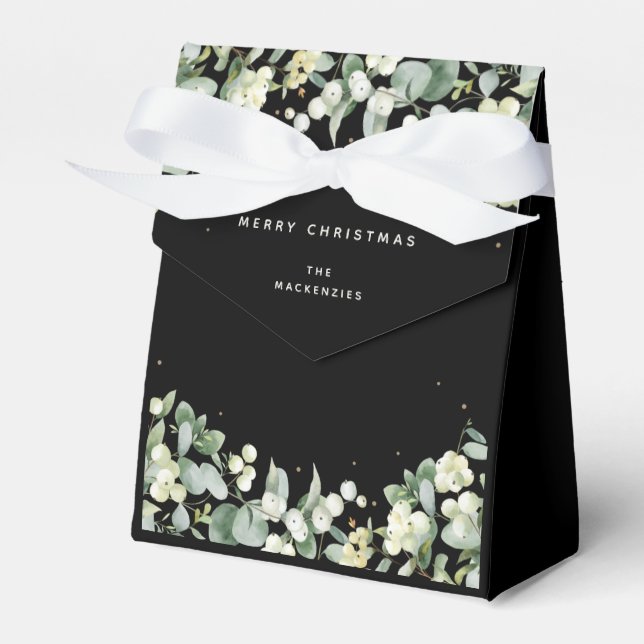 Snowberry + Eucalyptus Christmas Holiday Favor Box (Front Side)