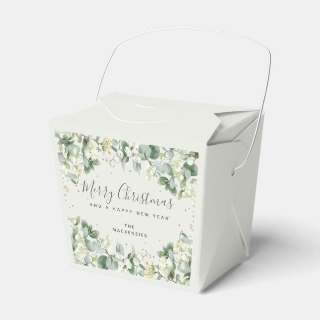 Snowberry + Eucalyptus Christmas Holiday Favor Box (Front Side)