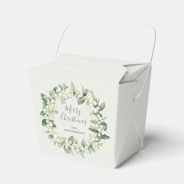 Snowberry + Eucalyptus Christmas Holiday Favor Box (Front Side)