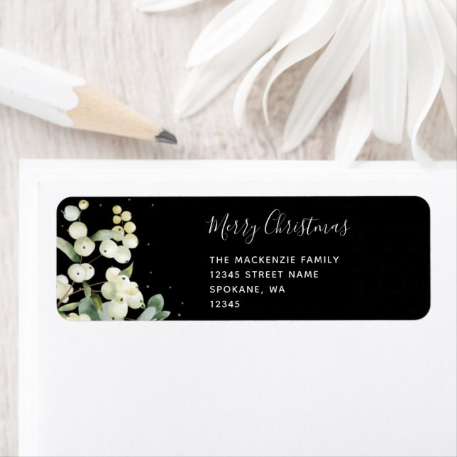Snowberry + Eucalyptus Christmas Holiday Return Label (Insitu)