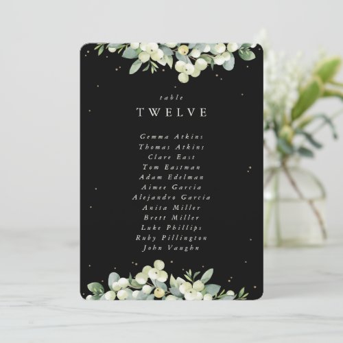 SnowberryEucalyptus Table Number Seating Card