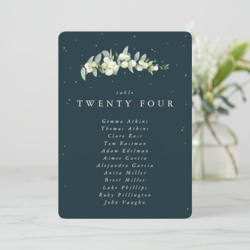 SnowberryEucalyptus Table Number Seating Card