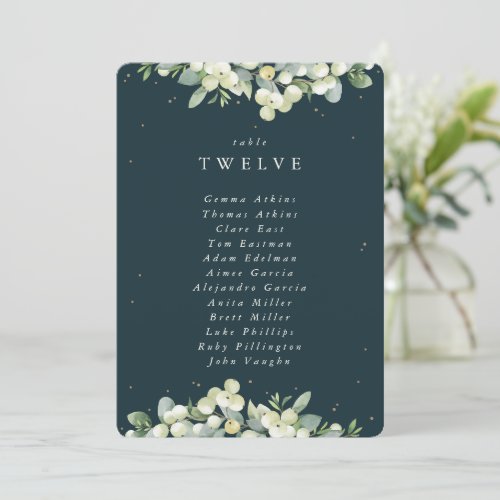 SnowberryEucalyptus Table Number Seating Card