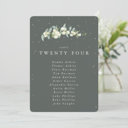 SnowberryEucalyptus Table Number Seating Card