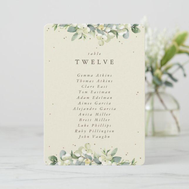 Snowberry+Eucalyptus Table Number Seating Card (Standing Front)
