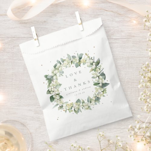 SnowberryEucalyptus Winter Wedding Favor Bag
