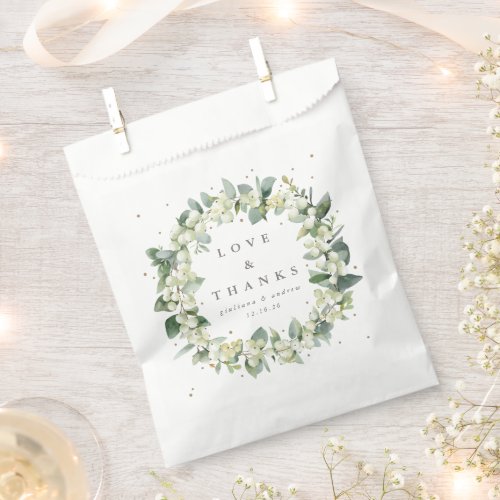 SnowberryEucalyptus Winter Wedding Favor Bag