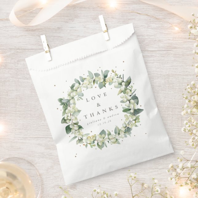 Snowberry+Eucalyptus Winter Wedding Favor Bag (Clipped)