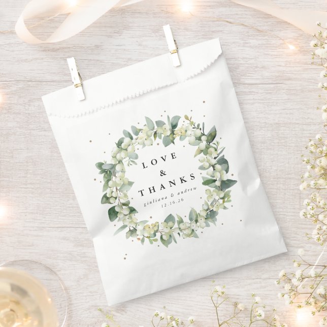 Snowberry+Eucalyptus Winter Wedding Favor Bag (Clipped)