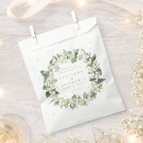 SnowberryEucalyptus Winter Wedding Shower Favor Bag