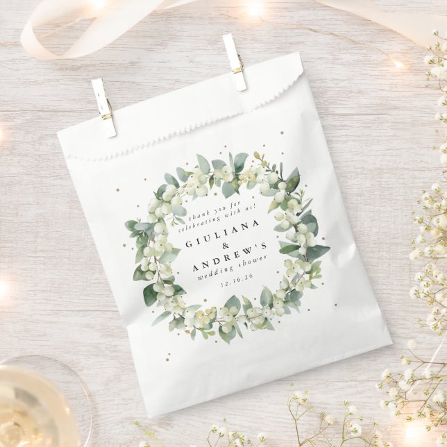 Snowberry+Eucalyptus Winter Wedding Shower Favor Bag (Clipped)
