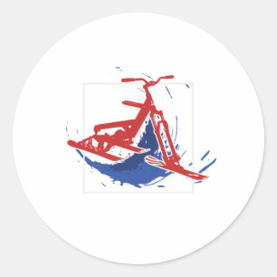 Snowbike Splatter Paint Snow Bike Sports Gift Classic Round Sticker