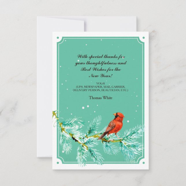 Snowbird Holiday Thank You Card (Front)