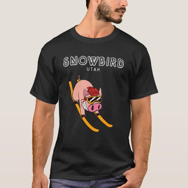 Snowbird Utah  Pig Ski T-Shirt (Front)