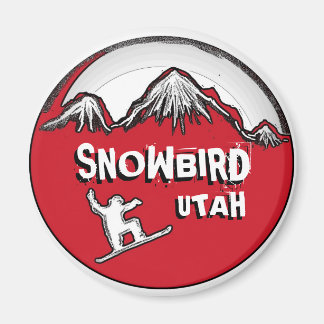 Snowbird Utah red black theme snowboard magnet