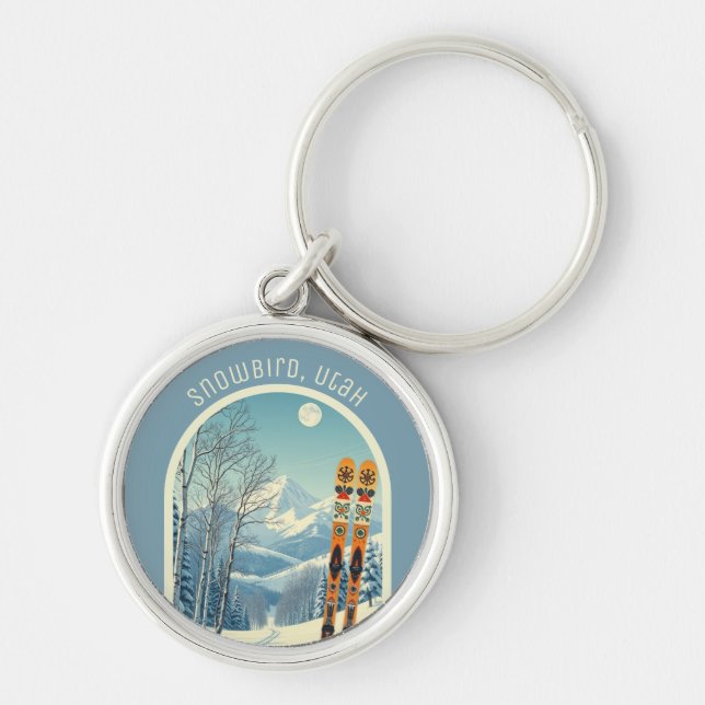Snowbird Utah Rocky Mountains ski souvenir  Keychain (Front)