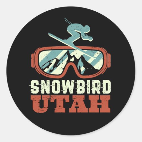 Snowbird Utah Ski Resort Retro Skiing Snowboarding Classic Round Sticker