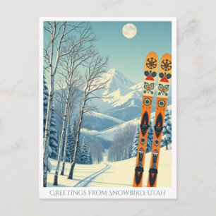 Snowbird Utah ski vacation retro Postcard