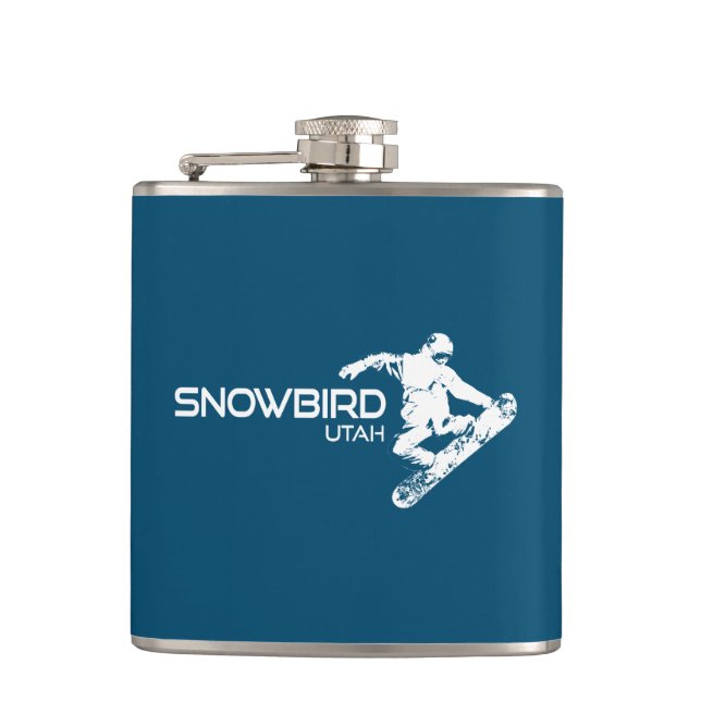 Snowbird Utah Snowboarder Flask (Front)