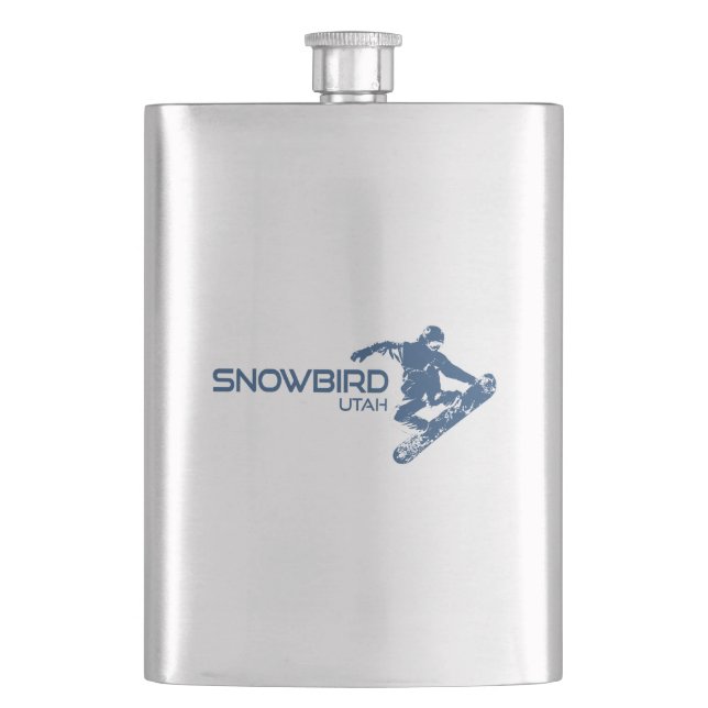 Snowbird Utah Snowboarder Flask (Front)