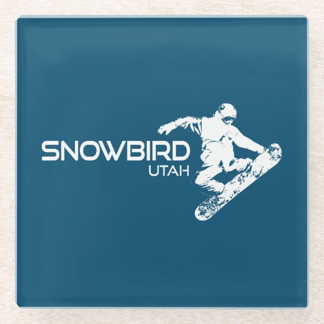 Snowbird Utah Snowboarder Glass Coaster (Front)