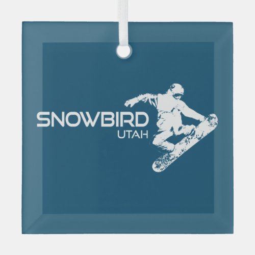 Snowbird Utah Snowboarder Glass Ornament