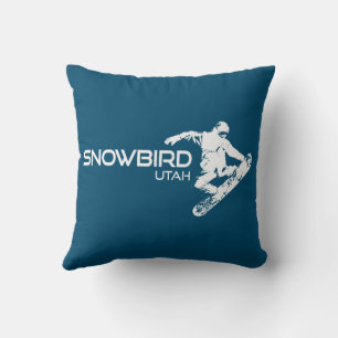 Snowbird Utah Snowboarder Throw Pillow