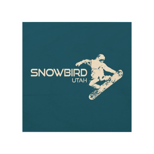 Snowbird Utah Snowboarder Wood Wall Art (Front)