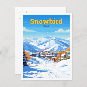 Snowbird Utah USA Travel Vintage Illustration Postcard