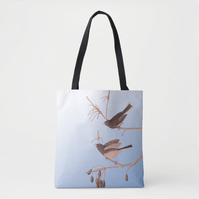 Snowbirds on a Bare Winter Branch Tote Bag (Front)