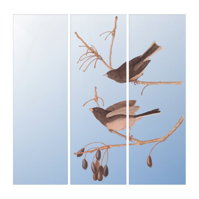 Snowbirds on a Bare Winter Branch Triptych (Front)