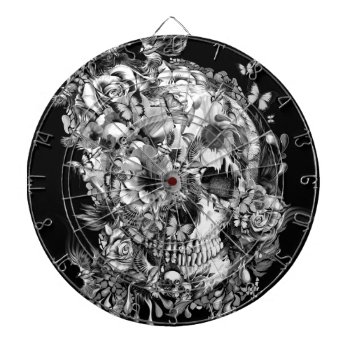 Snowbirds  Skull Made Of Birds And Flowers Dartboard by KPattersonDesign at Zazzle