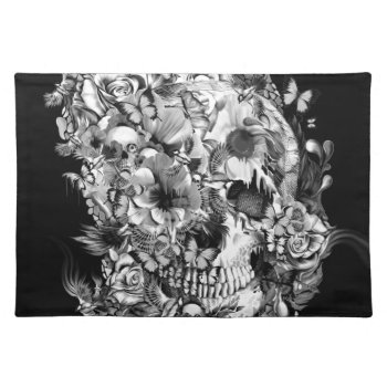 Snowbirds  Skull Made Of Birds And Flowers Placemat by KPattersonDesign at Zazzle