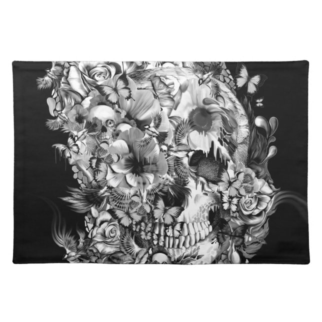 Snowbirds, skull made of birds and flowers placemat (Front)